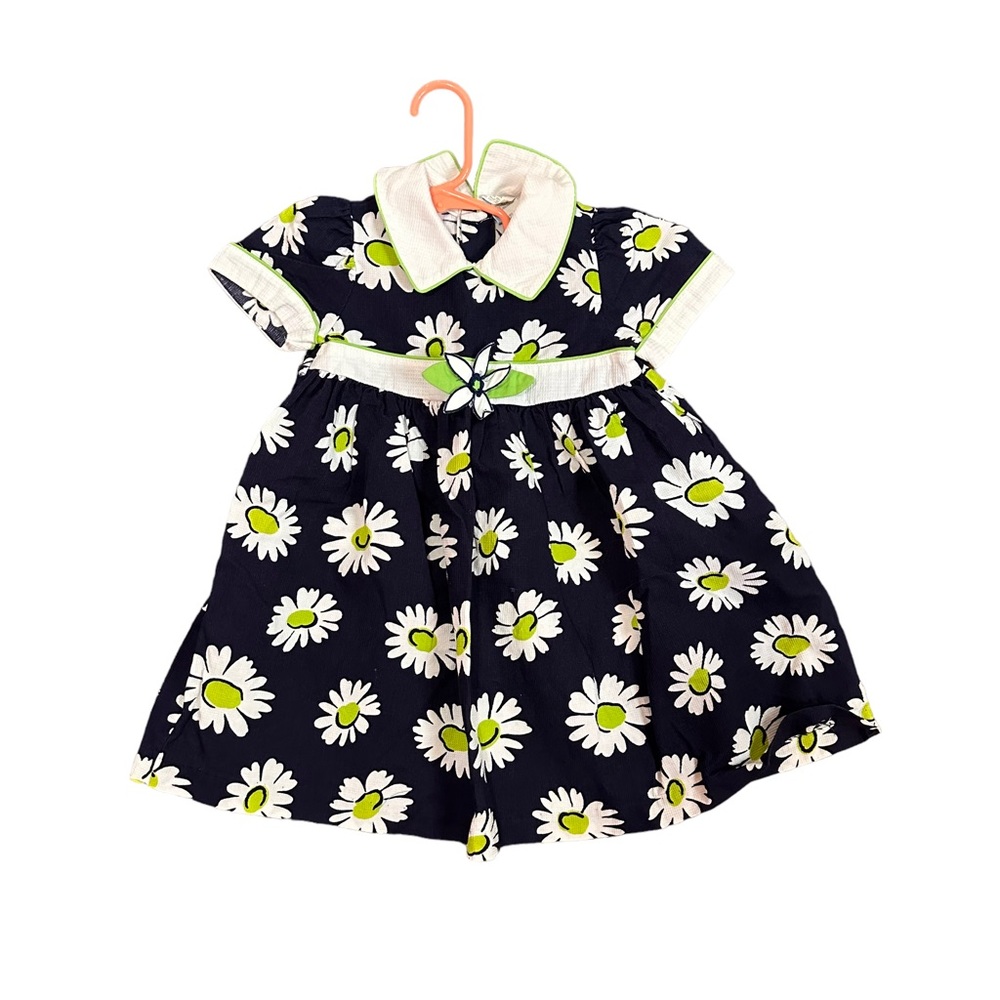 Spring floral dress size 3T collared dress floral pattern blue cute dress